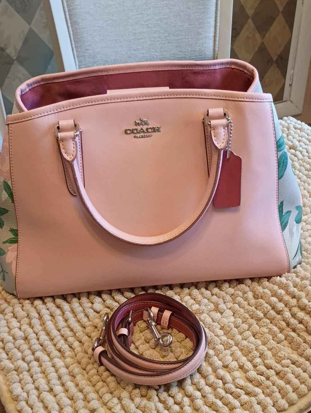 Coach Margo Pink Rose Print  Satchel